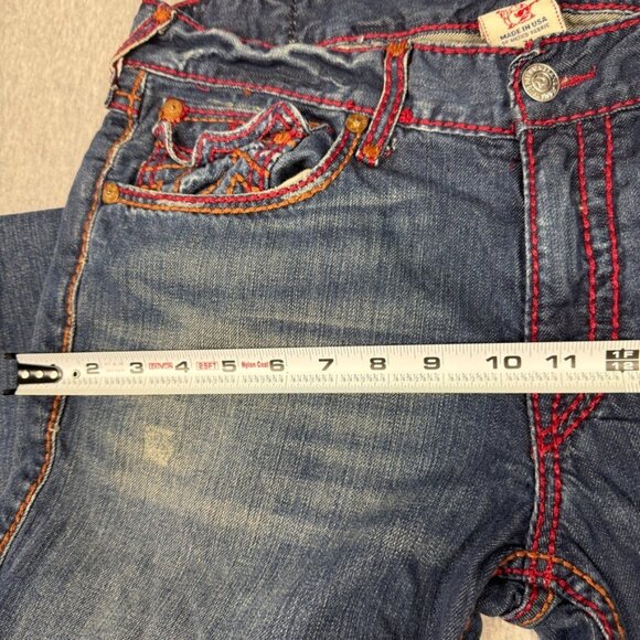 True Religion Red Thick Stitch Jeans Men's Size 34X32 - Picture 5 of 16